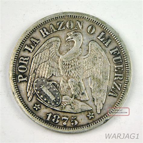 1875 Chile Uno Peso 24 8 Grams 900 Silver Counter Stamped