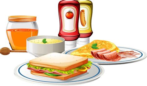 Breakfast Set With Sandwich And Soup 7190392 Vector Art At Vecteezy