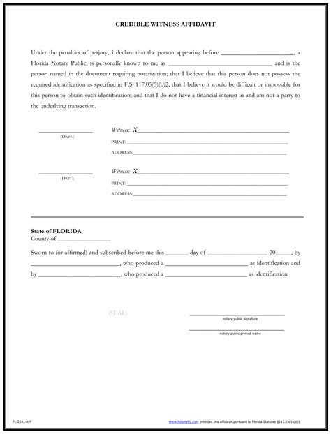Having trouble downloading pdf files or with the pdf editor? Florida Credible Witness Affidavit Form Download Printable ...
