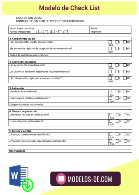 Check List De Minicargador En Pdf Kulturaupice