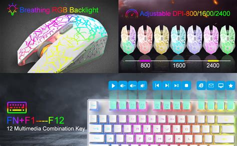 Ziyoulang 24ghz Wireless Gaming Keyboard And Mouse Set With 87 Keys