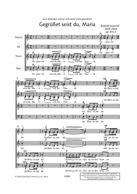 Gegrüßet seist du, Maria op. 97e, 1 von Bertold Hummel » Noten für