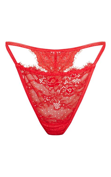 Red Lace Thong Lingerie Prettylittlething Usa