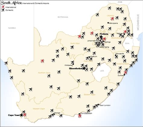 International Airports In South Africa Map United States Map