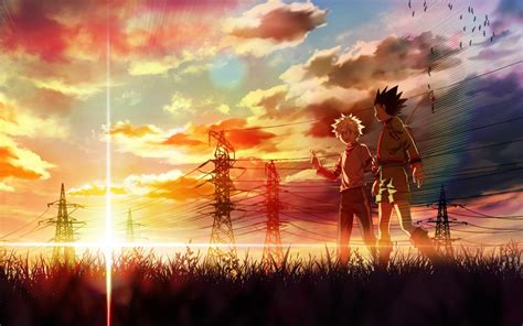 1920x1200 Gon And Killua Walking At A Beautiful Sunset 1200p Wallpaper