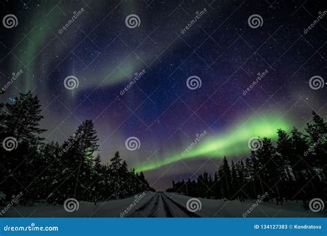 Colorful Polar Arctic Northern Lights Aurora Borealis Activity In