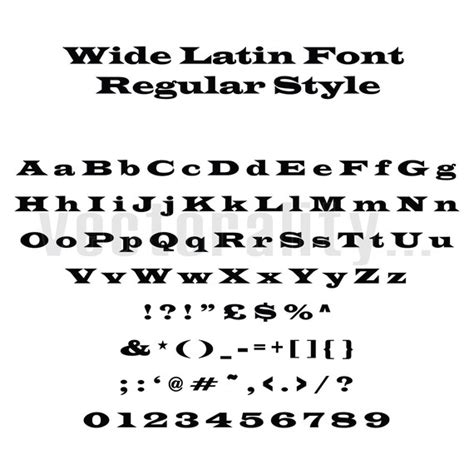 Wide Latin Font Regular Style Alphabet Numbers Letters Vector Etsy