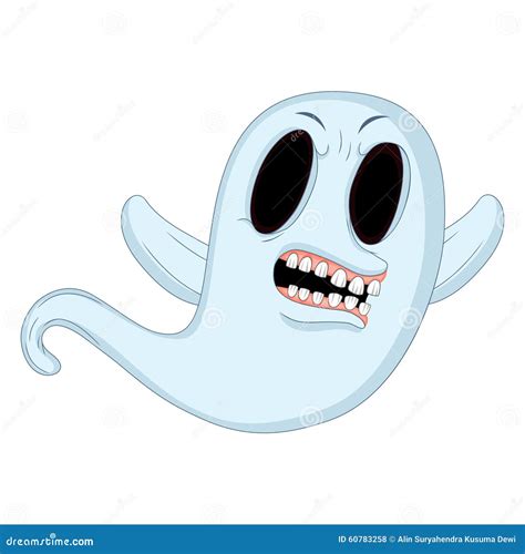 White Spooky Ghost Cartoon Stock Vector Illustration Of Isolated