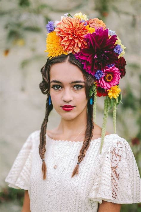 Mexican Inspired Flower Crown Mexican Style Wedding Flower Headpiece