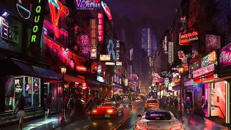 White Vehicle Night Artwork Futuristic City Cyberpunk
