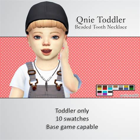 Qnie Toddler Beaded Tooth Necklace At Qvoix Escaping Reality Sims 4
