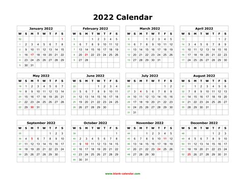 Free 2022 Blank Calendar Templates Calendarlabs Free 2022 Monthly