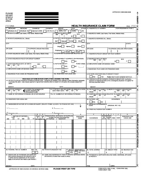 Health Insurance Claim Form Pdf Fillable Printable Forms Free Online