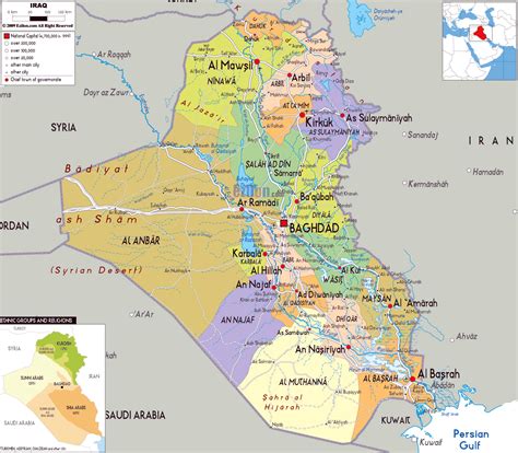 Large Political And Administrative Map Of Iraq With Roads Cities And