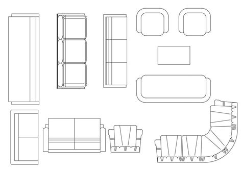 Free Sofa Set Furniture Cad Blocks Top View Drawing Download Cadbull