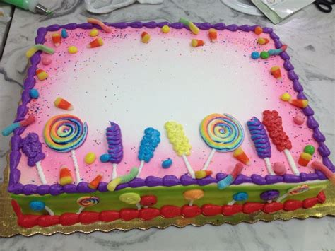Candy Themed Sheet Cake All Buttercream Except Candy Corn And Gummi