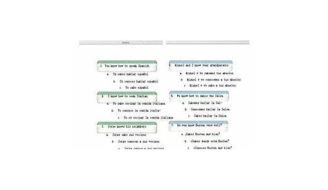Saber vs Conocer Practice Worksheet with Teacher Key | TpT