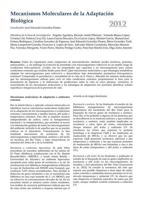 Mecanismos Moleculares de la Adaptación Biológica