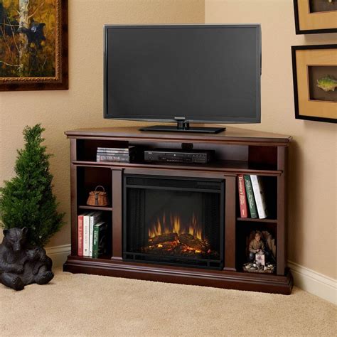 Espresso fireplace wood tv console. Real Flame Churchill 51 in. Corner Media Console Electric ...