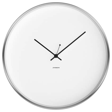 Jonsson Brushed And White 12 Silent Wall Clock Contemporary Wall