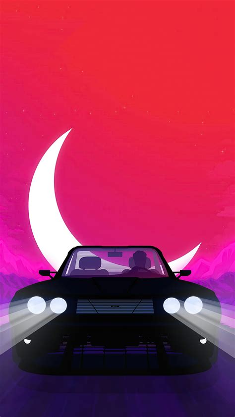 1080x1920 Car Ride At Moon Night Minimalism Iphone 76s6 Plus Pixel