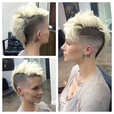 Messy Platinum Mohawk With Fade And Shaved Side Detail The Latest