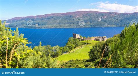Urquhart Castle Along Loch Ness Lake Stock Image Image Of Panoramic