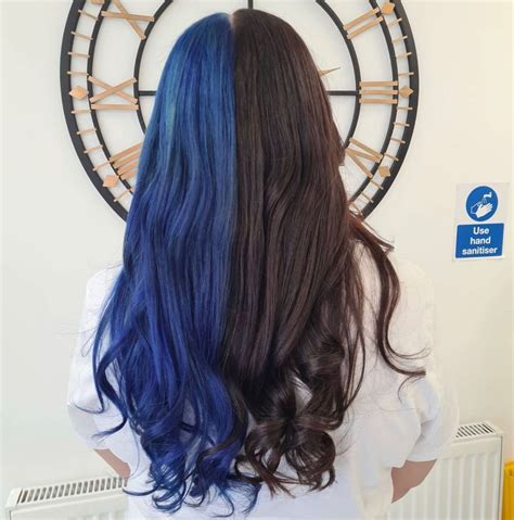 Half Black Half Dark Blue Hair