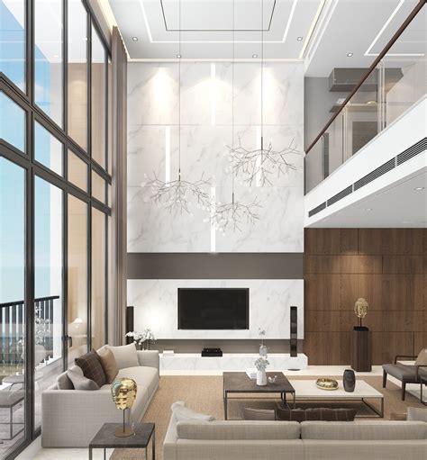 Mandarin Duplex High Ceiling Living Room Modern Living Room Design