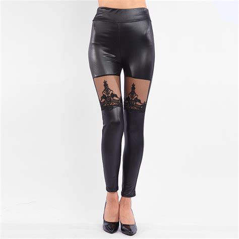 Women Gothic Lace Leggings Lady Casual Slim Legging Sexy Floral Lace