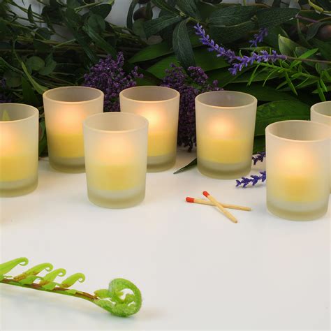Citronella Votive Candles In Frosted Glass Holders Set Of 12 Lumabase