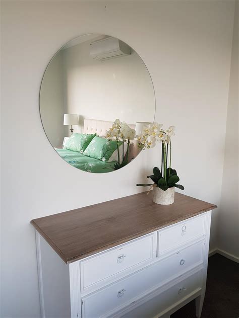 The circular shape takes the mirror from functional to decorative, with a host of frame options, from sleek and chic to vintage and brassy. Large Round Frameless Polished Edge Mirror Bathroom or ...