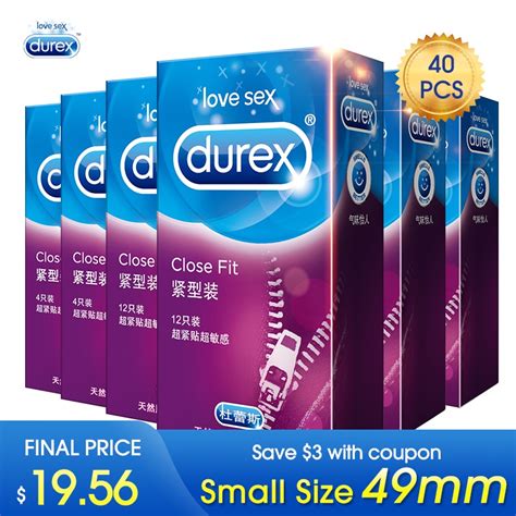 Durex Condoms Close Fit 49mm Condom Natural Latex Extra Lubricants