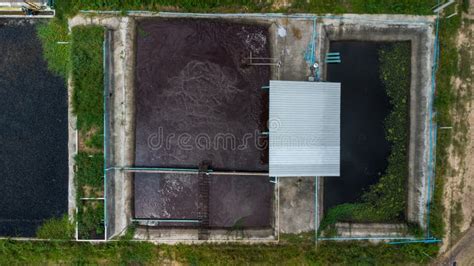 Water Recycling In Sewage Treatment Plant Aerial View Of Waste Water