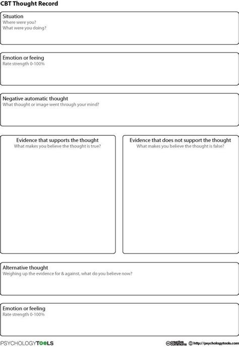 Thought Journal Cbt Worksheets Cbt Therapy Worksheets