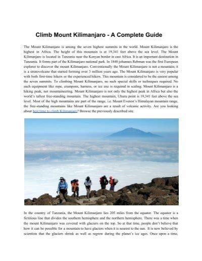 Climb Mount Kilimanjaro A Complete Guide