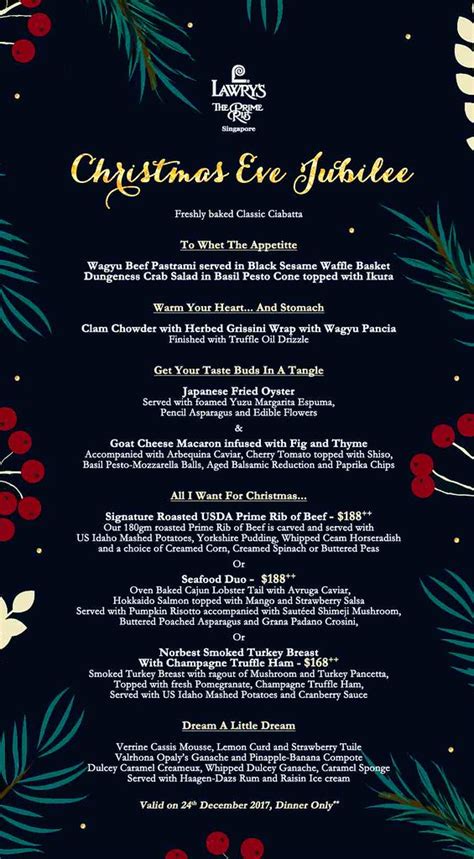 The ultimate recipe for juicy, tender prime rib, plus all the appetizers, sides, and desserts to back it up. The 2017 Christmas Menus at Lawry's The Prime Rib at Mandarin Gallery - Alvinology