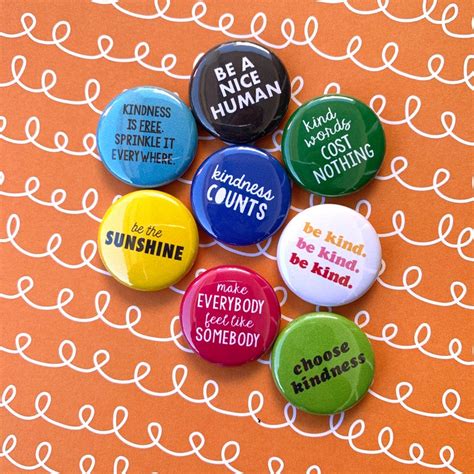 More Kindness Buttons Set Of 8 Be Kind Flair Pin Badge Etsy