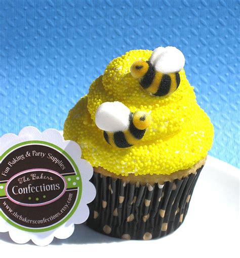 Sugar Bumble Bee Cupcake Toppers Sweet As Can Bee Set Of