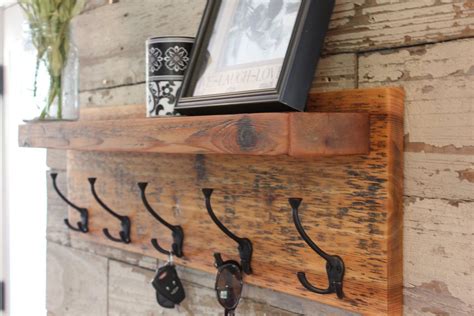 Rustic Entryway Coat Rack Distressed With Triple Hooks And Shelf