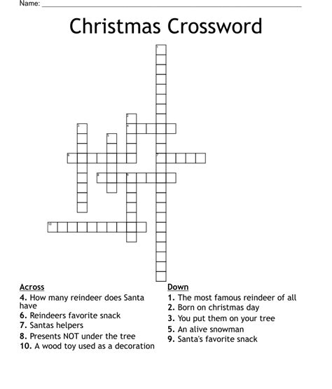 Christmas Crossword  WordMint