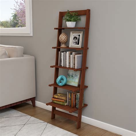 Storage And Organization 5 Tier Decorative Leaning Ladder Book Shelf