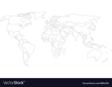 World Map With Smoothed Country Borders Royalty Free Vector