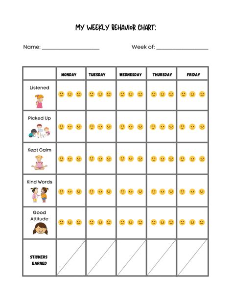 Preschool Behavior Reward Chart