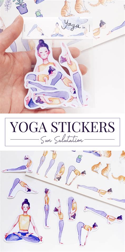 Yoga Art Stickers Yogi Illustration Sticker Flake Set Handmade