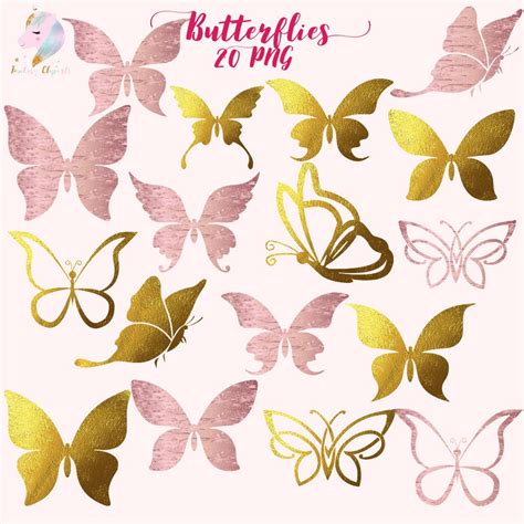 Butterflies Clipart Gold Foil Butterfly Butterflies Clip Etsy