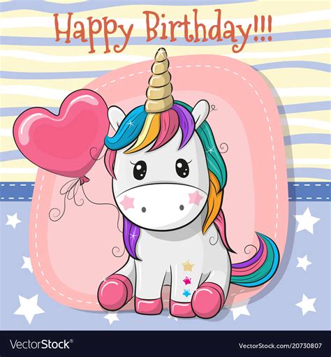 Cute Cartoon Unicorn With Balloon Royalty Free Vector Image
