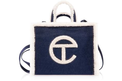 Telfar X Ugg Medium Shopping Bag Medium Denim In Cotton With Silver
