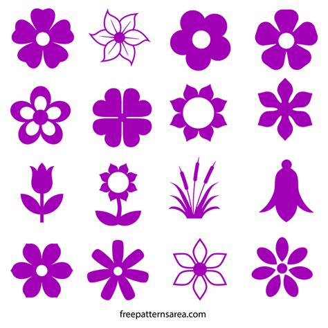 Flower Silhouette Vector and Outline Templates | FreePatternsArea