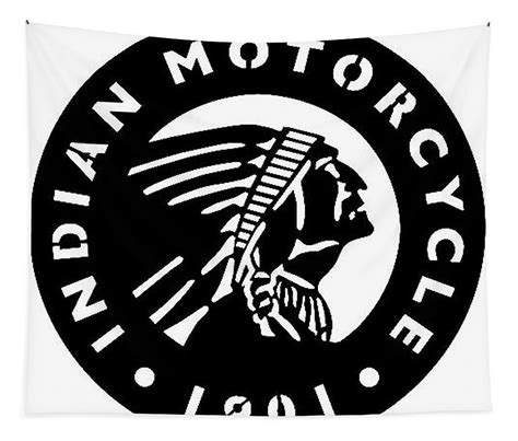 Vintage Indian Motorcycle Chief Logo Bw Circle Tapestry For Sale By